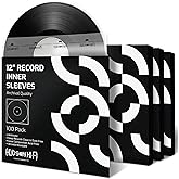 Hudson Hi-Fi 3 Layers HDPE Anti-Static 100 Vinyl Record Inner Sleeves - Durable Clear Disc Sleeves- Protect LP Albums from Di