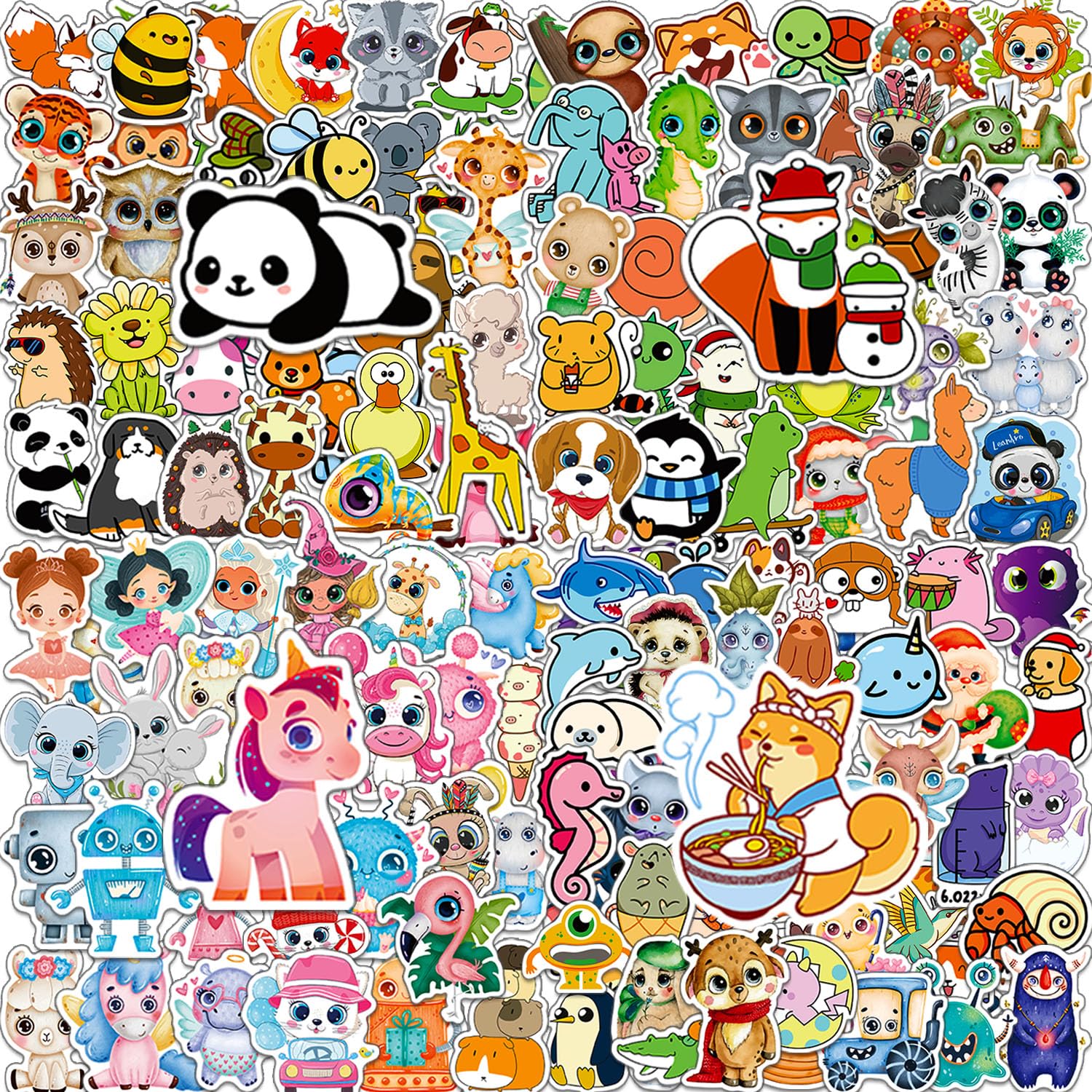 AIRNOGO Animal Stickers 200 Pcs Kawaii Cute Animal Sticker Pack, Waterproof Vinyl Stickers, Stickers for Laptop Phone MacBook Scooter Scrapbook Journal Skateboard Suitcase Guitar Mug Planner Book etc