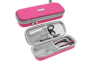 ButterFox Semi Hard Stethoscope Case for Classic III, Cardiology IV Diagnostic, Lightweight II S.E, and More Stethoscopes with Pocket for Nurse Accessories (Pink)