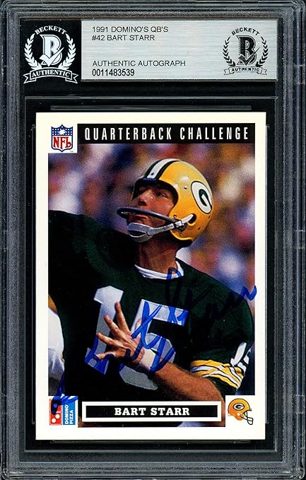 Bart Starr Autographed 1991 Domino S Pizza Card 42 Green Bay Packers Beckett Bas 11483539 Upper Deck Certified Amazon Ca Sports Outdoors
