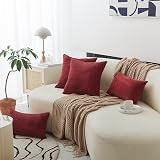 Home Brilliant Corduroy Cushion Covers 20x20 Dark Red Pack of 2 view 3