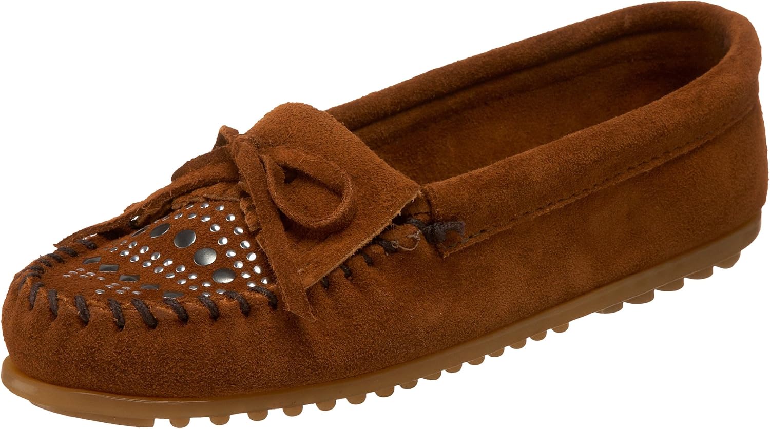 minnetonka suede moccasin mule with studs