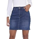 GUANYY Womens Mini Denim Skirt-Casual Stretch Slim Fit High Waisted Jean Skirts