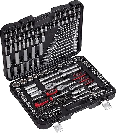 Meister Bit- und Steckschlüssel-Satz 216-teilig - Stabiler Kunststoffkoffer - 1/4', 3/8' & 1/2' mit Umschaltknarre - Für Mont