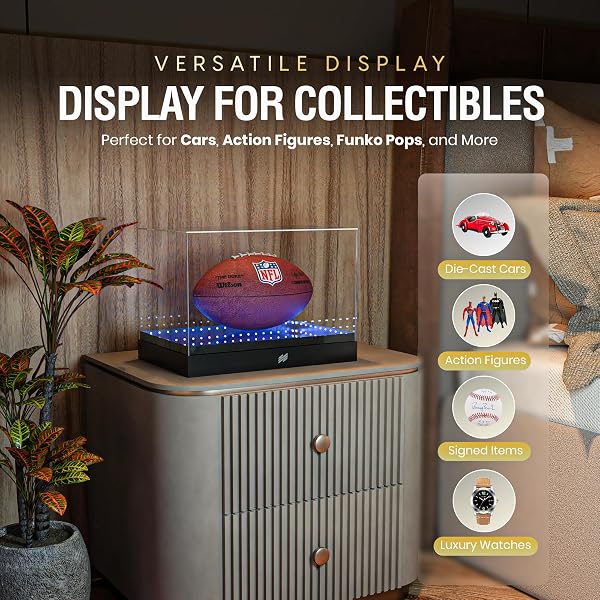 HARMONYHAVEN PREMIUM ACRYLIC DISPLAY CASE WITH INFINITY MIRROR & MULTI-COLOR LED LIGHTING – STURDY 4MM DESIGN, REMOTE-CONTROLLED LIGHTS, SIMPLE ASSEMBLY – COLLECTIBLES, ACTION FIGURES, SPORTS FIGURES