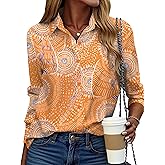 ZEAGOO Button Down Shirt for Women Long Sleeve Blouses Floral Printed Tops Business Casual Work Outfits S-XXL