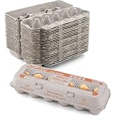 MT Products Printed Natural Pulp Egg Cartons 1 Dozen - Disposable Egg Storage Container (Pack of 25) - Made in the USA