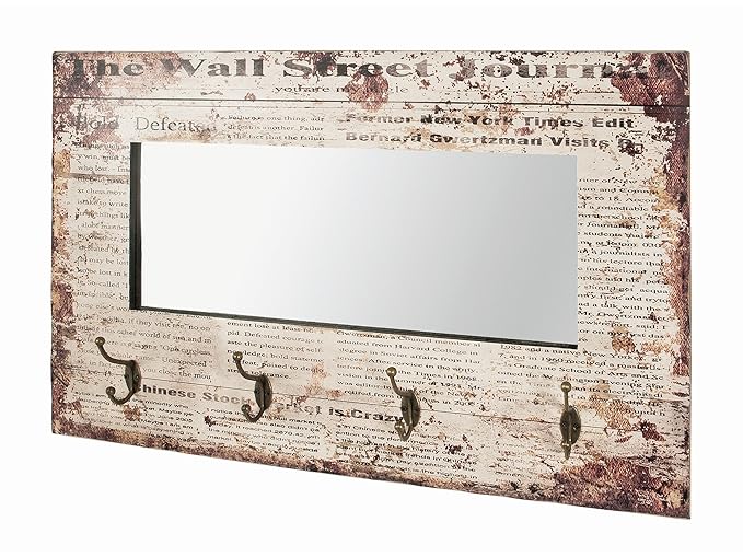 HAKU Wandgarderobe mit Spiegel und 4 Haken Vintage 89943 Bunt 1