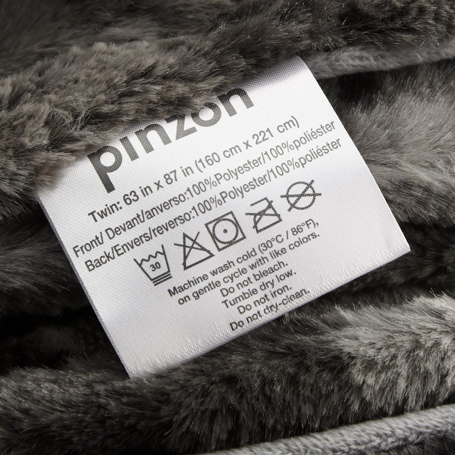Pinzon Faux Fur Throw Blanket - 63 x 87 Inch, Frost Grey: Home & Kitchen