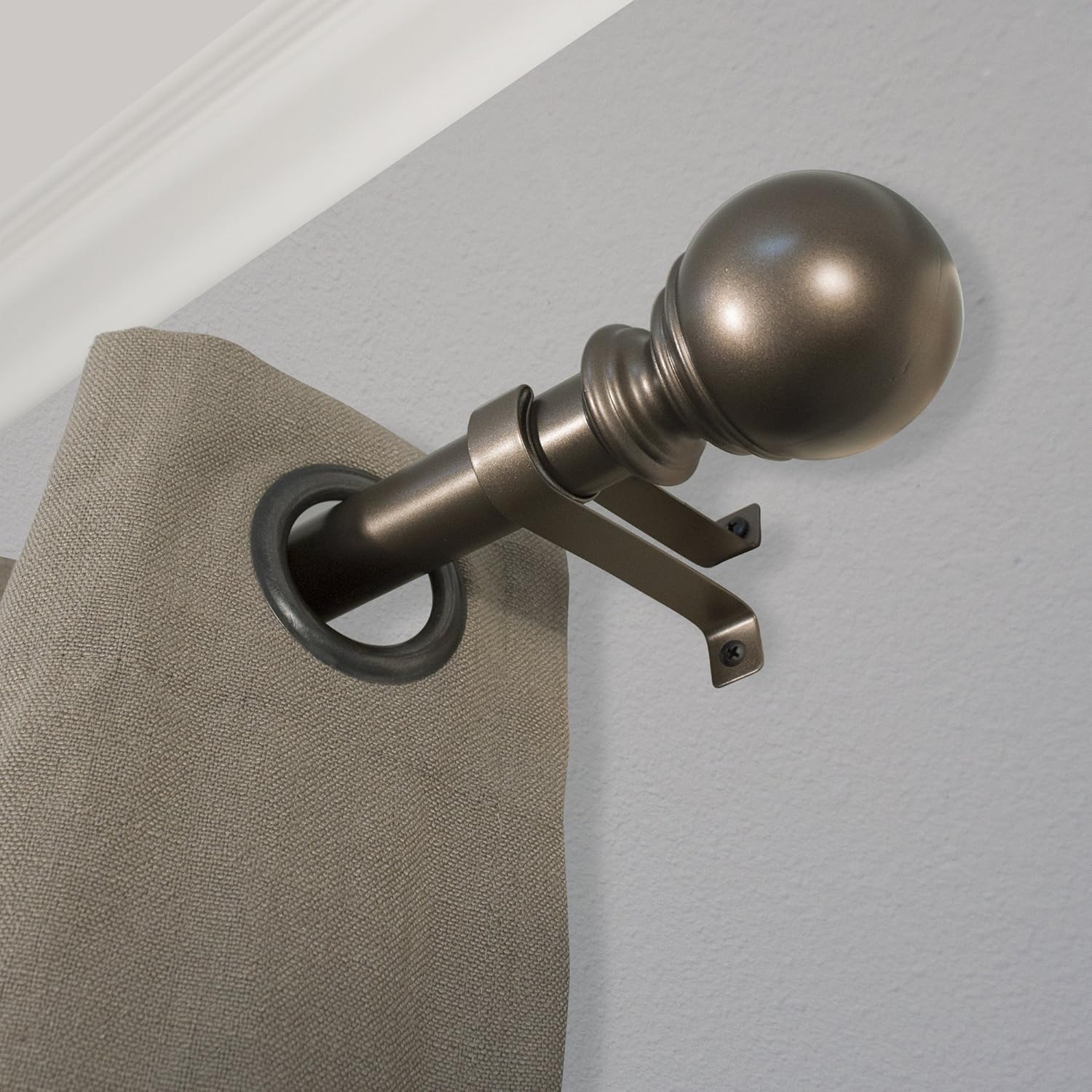 Decopolitan Ball Single Telescoping Drapery Rod Set, Short, Bronze: Home & Kitchen