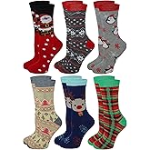 Sumona 6 Pairs Women Colorful Fancy Crazy Design Soft & Stretchy Novelty Crew Socks