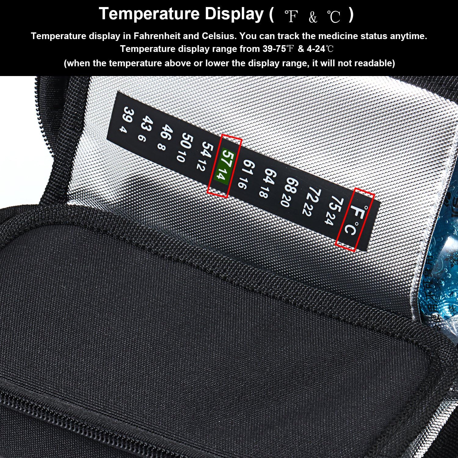 Hard Shell Diabetes Bag Insulin Cooler Case Cool Storage with Temperature Display for Temperature-Sensitive Medical Supplies (Black): Health & Personal Care