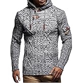 Leif Nelson Slim Pullover Sweaters for Men with Hoodie - Men's Knitted Sweater