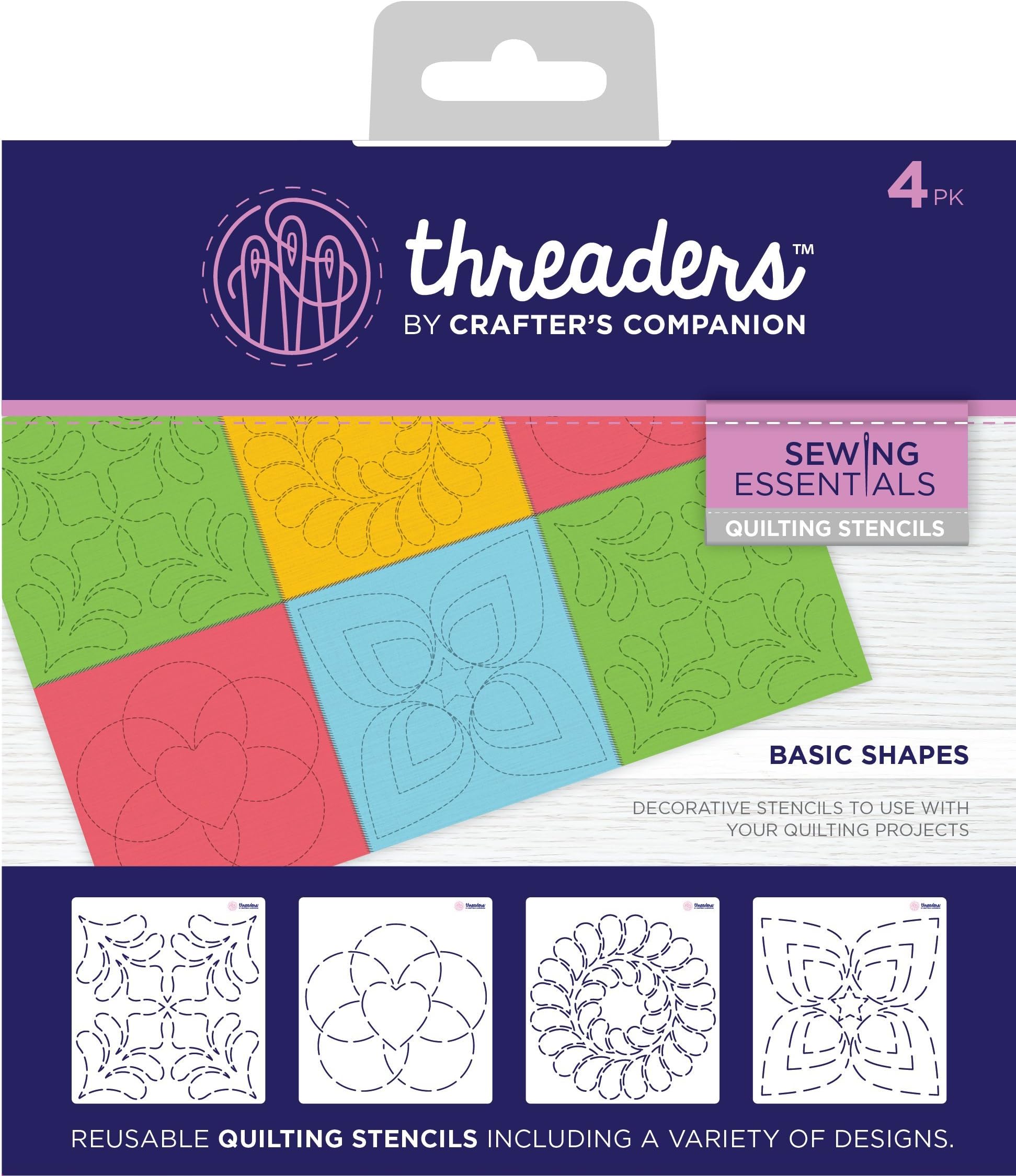 Threaders Quilting Stencils-Basic Shapes, 18.6 x 16.4 x 0.2 cm