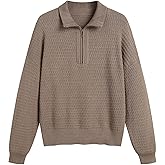 ZAFUL Womens Sweaters Quarter Zip Pullover V Neck Collar Long Sleeve Knit Sweater