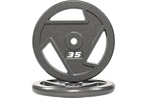 Signature Fitness Cast Iron Plate Weight Plate for Strength Training and Weightlifting, Olympic or Standard, Multiple Sizes