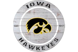 KH Sports Fan Iowa Hawkeyes Weathered Circle Sign, 20x20 Inches, Hawkeyes Decor for Dorm Room, Bedroom, Fan Cave, Living Room; Display Your Team Spirit with This Unique Iowa Hawkeyes Wall Art