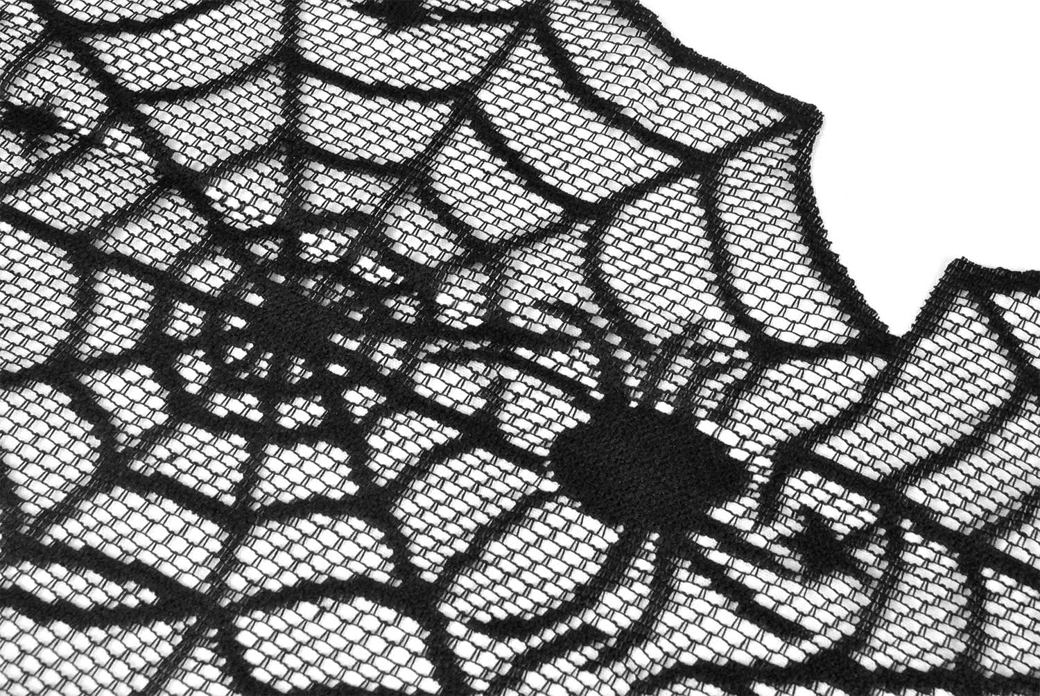DII 18x72" Polyester Lace Table Runner, Black Spider Web - Perfect for Halloween, Dinner Parties and Scary Movie Nights: Home & Kitchen