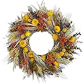 ANDALUCA All Natural Handcrafted Preserved Floral Fall Wreath (California Harvest)