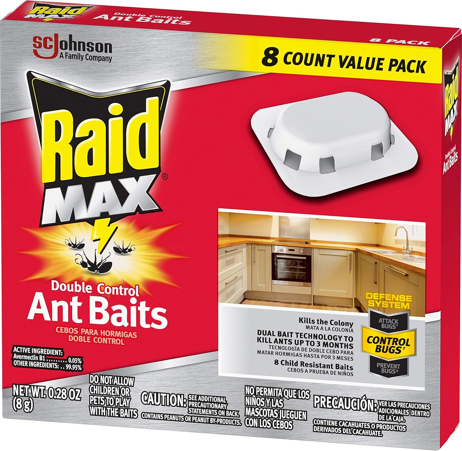 Raid Max Double Control Ant Baits, 0.28 oz, 8 CT (1): Health & Personal Care