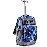 Tilami Rolling Backpack 18 inch Wheeled Laptop Backpack School College Student Travel Trip Boys and Girls, Galaxy Blue