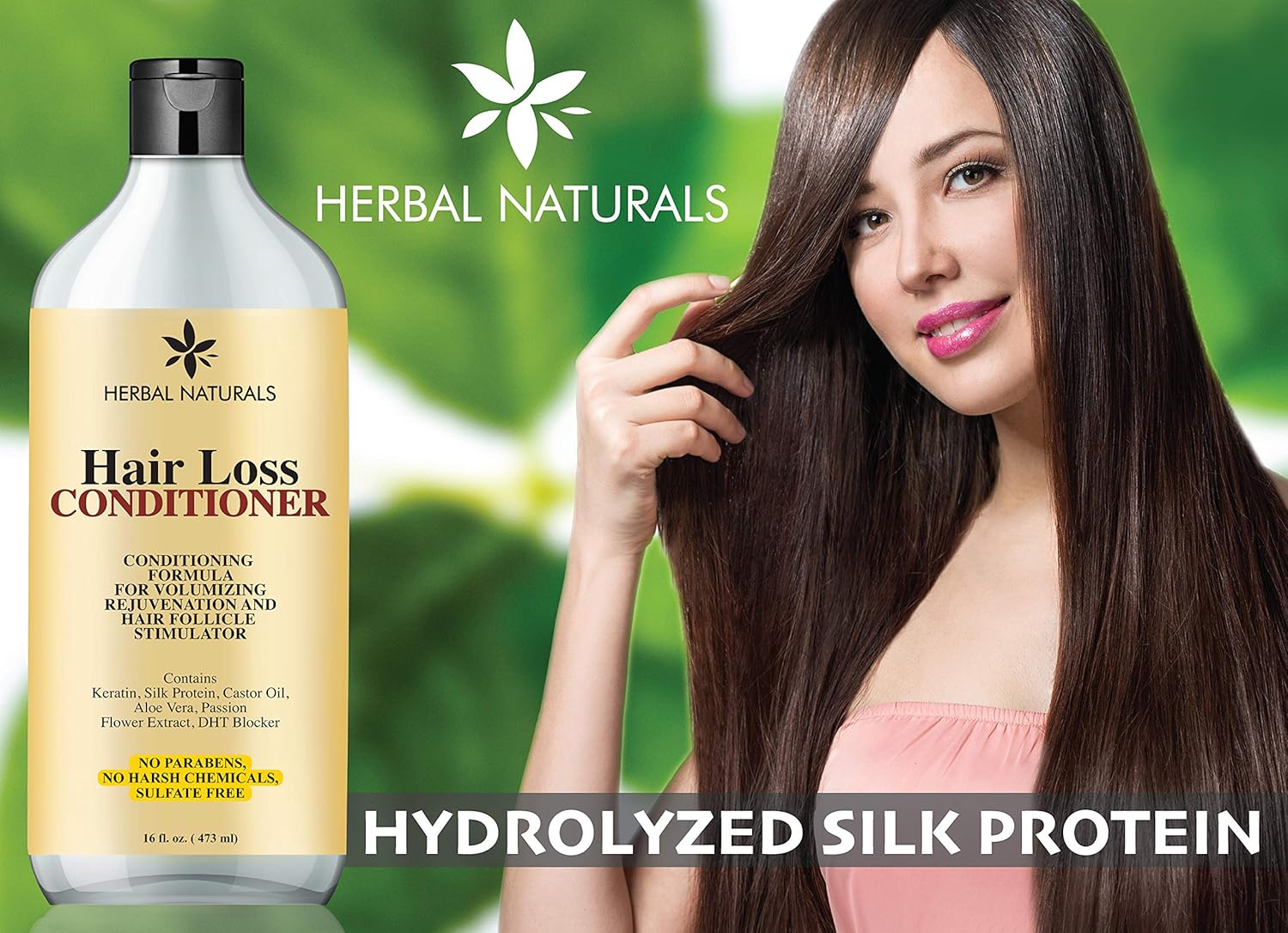 Herbal Naturals Hair Loss Conditioner Infused with Keratin, Natural Ingredients - Provides Hair Growth Stimulation, Hair Thickening, Nourishment and adds Volume, For All Hair Types Men and Women 16 fl Oz: Beauty