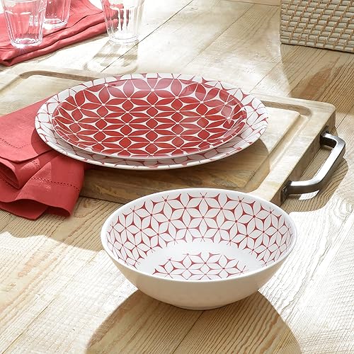 222 Fifth Strata 12-Piece Melamine Dinnerware with Round Plates