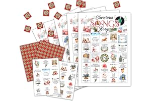 OZTEMETY Christmas Song Bingo, Christmas Bingo, Holiday Bingo Game for Adults Families Large Group, Christmas Party Favors, Christmas Musical Party Games, 24 Players Bingo Cards, D05