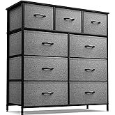 Sorbus Dresser with 9 Drawers - Furniture Storage Chest Tower Unit for Bedroom, Hallway, Closet, Office Organization - Steel Frame, Wood Top, Easy Pull Fabric Bins (9 Drawers, Black)