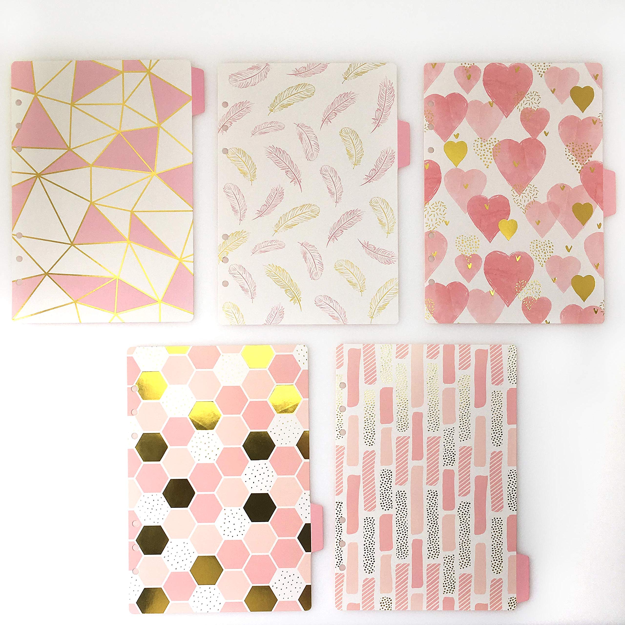 Index Tabs for A5/A6 6-Holes Cover Round Ring View Binder File Folder Loose Leaf Sheet Protectors Binder Cover Protector (Divider Paper Pink, A5/21cm*14.5cm)