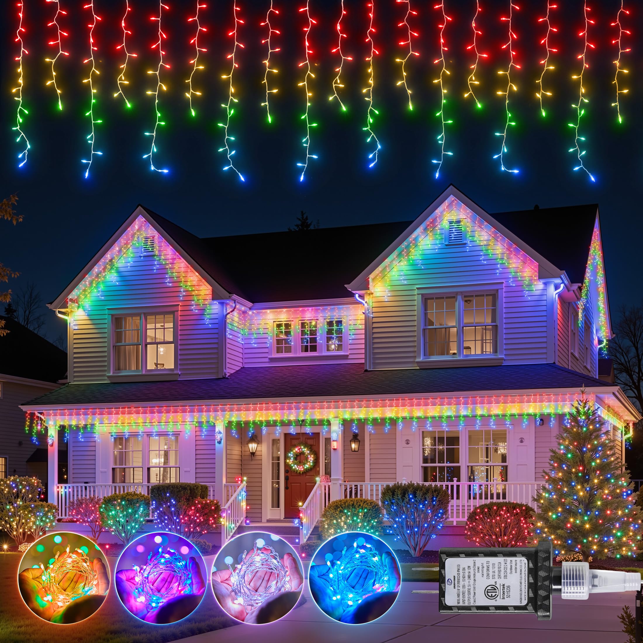Photo 1 of 2025 New Upgraded Colorful Twinkling Icicle Lights for Outside - 33 ft 420LED Christmas Lights Outdoor - Waterproof Icicle for House Roof Garden Deck Balcony Porch Pathway Party Holiday Indoor