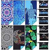 6 Pack Microfiber Thin Lightweight Beach Towel Oversized 71x32 Extra Large Sand Free Towels for Travel Swim Pool Yoga Gym Camping for Adults Women Men Beach Essentials Accessories Vacation Gift