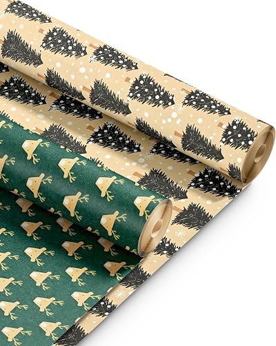 Kraft & Co 2 Pack Christmas Kraft Wrapping Paper 44.5cm x 25m Recyclable