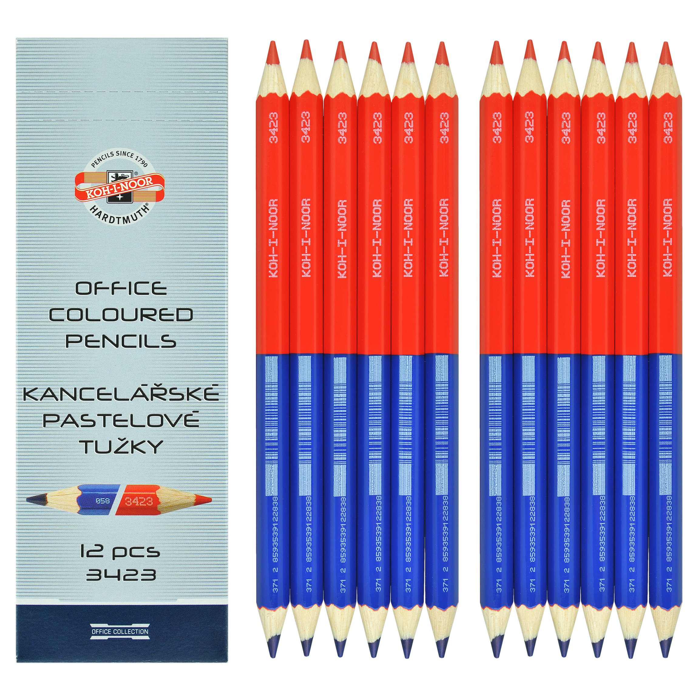 KOH-I-NOOR 34230EG006KS 9 mm Office Coloured Pencil - Blue/Red (Pack of 12)