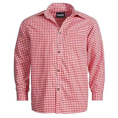 Bongossi-Trade Trachtenhemd für Trachten Lederhosen Freizeit Hemd rot-kariert