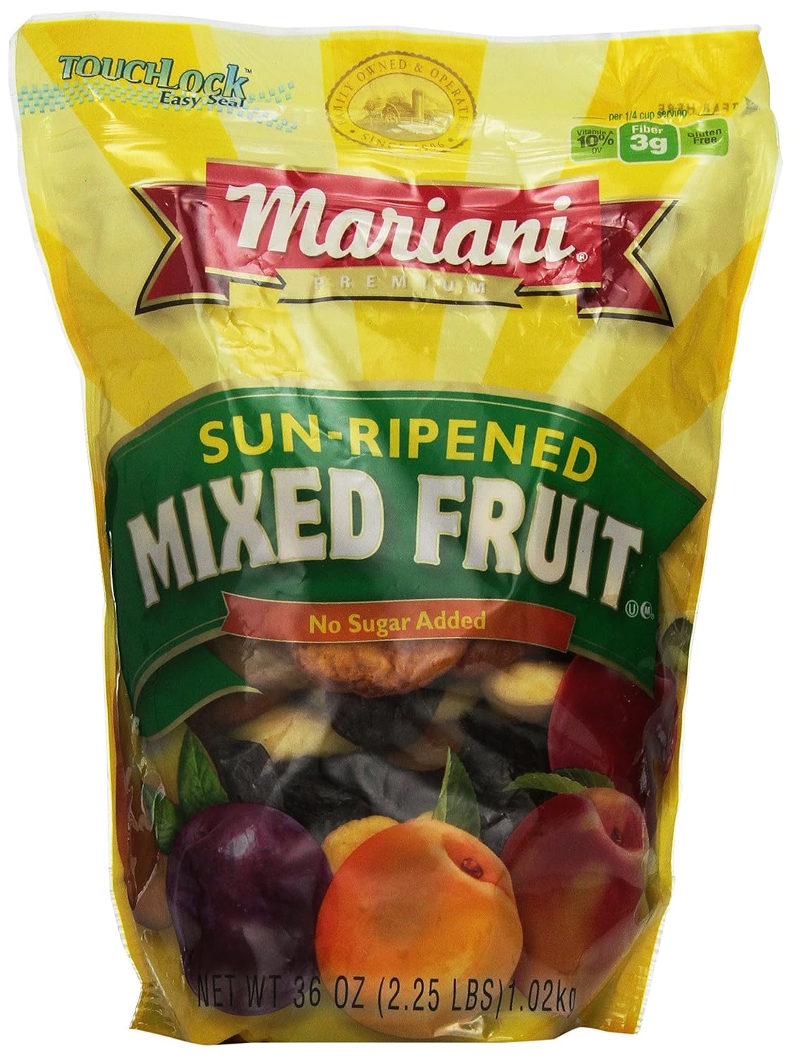 Mariani Sun Ripened Mixed Fruit No Sugar Added Dried 36 Ounce Value Bag