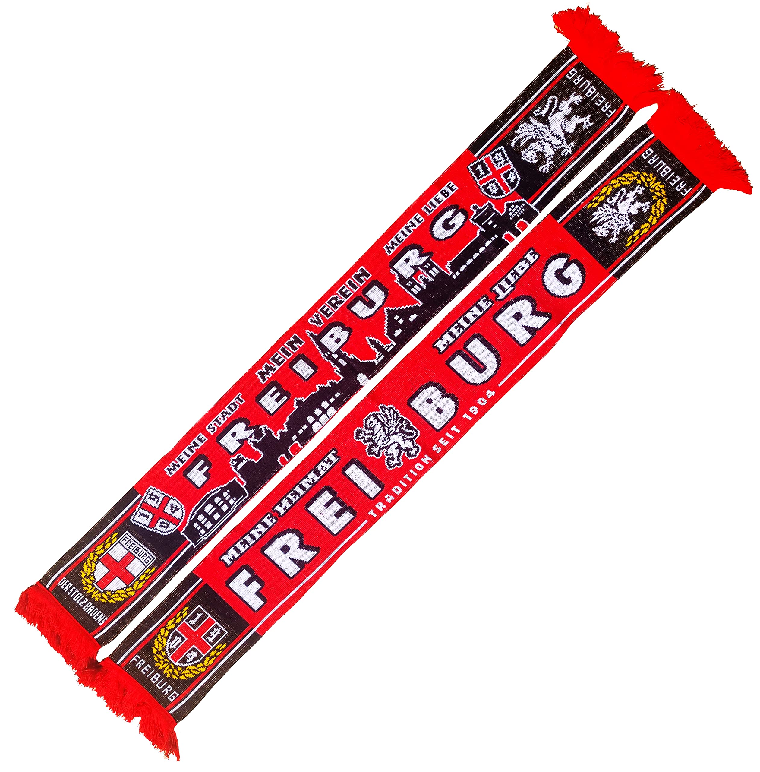 Freiburg Scarf (Skyline, Meine Heimat, Meine Liebe), Red, White, Black, One Size