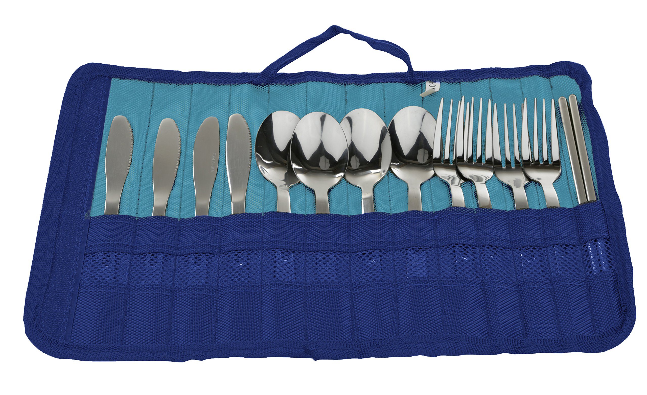 13 Piece Stainless Steel Family Cutlery Picnic Utensil Set with Travel