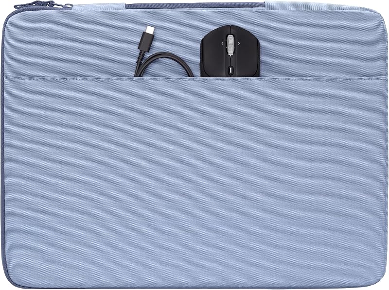 Capa protetora para portátil de 15-16 polegadas, almofadada à prova de choques, 600D resistente à água, com pega retrátil e bolso para acessórios, compatível com portátil até 16", cor azul claro