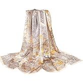 100% Pure Mulberry Silk Scarf 43”*43” Large Square Lightweight Headscarf Women’s Hair Wraps Shawls with Gift Packed