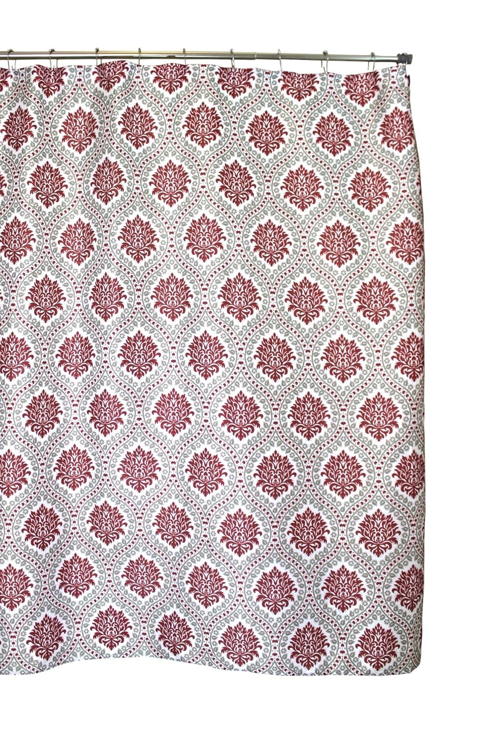Elegant Embossed Fabric Shower Curtain Red Taupe White Floral Damask Design Shower Curtains Home Kitchen Stanoc Com