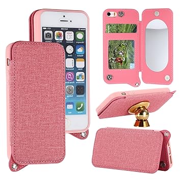 Amazon Iphone 5 5s Se ケース 手帳型 鏡 ミラー付き 化粧鏡 可愛い