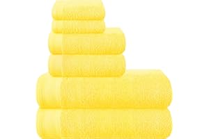 MALLONI HOME Ultra Soft 6 Pack Cotton Towel Set, Contains 2 Bath Towels 28x55 inch, 2 Hand Towels 16x24 inch & 2 Wash Coths 12x12 inch, Ideal Everyday use, Compact & Lightweight - Lime Yellow