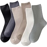 Womens Cute Aesthetic Crew Socks Cotton Casual Lightweight Neutral Socks