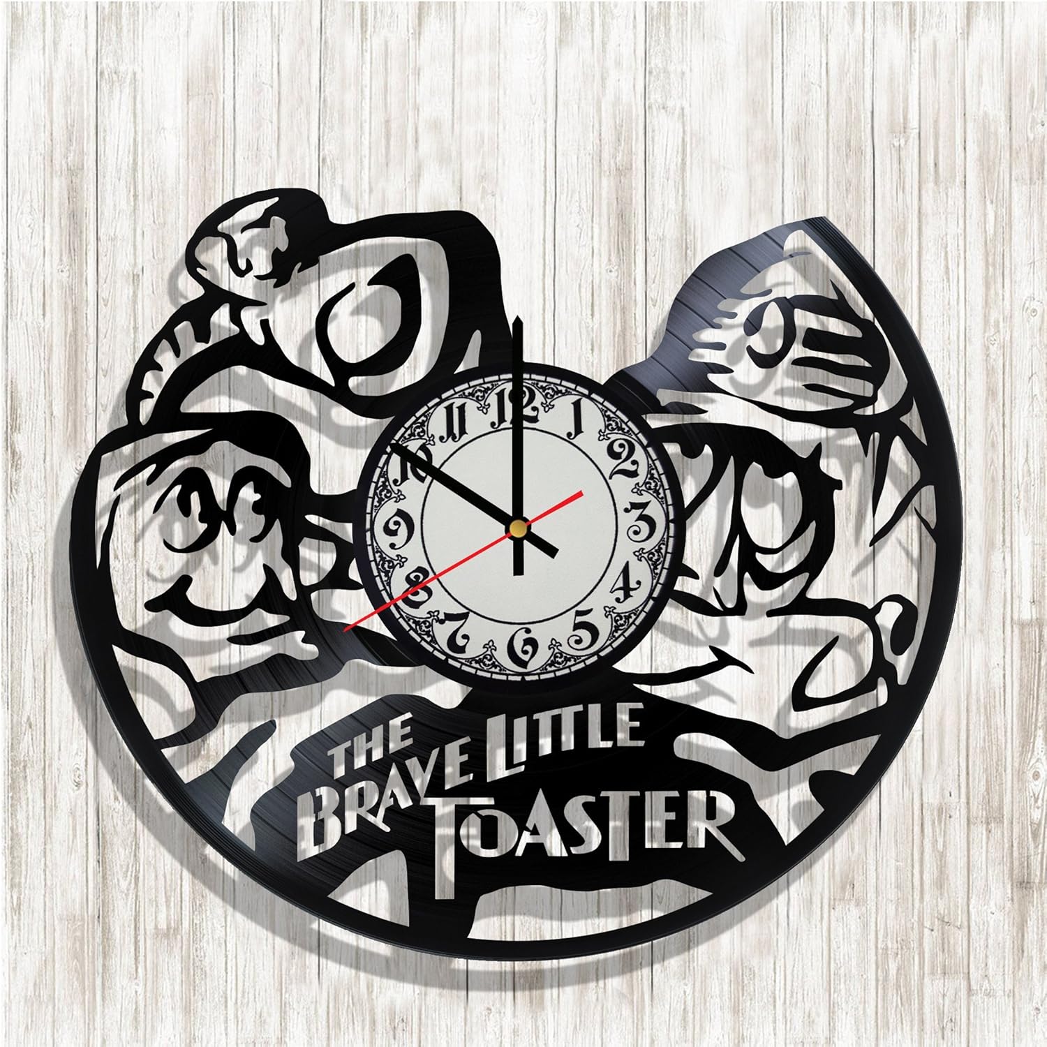Design wall clock The Brave Little Toaster made from real vinyl record, The Brave Little Toaster decal, design art wall decor