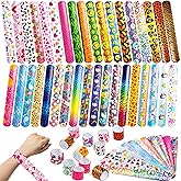 JOYIN 144 Pcs Slap Bracelets for Kids, Bulk Wristbands with Animals, Friendship, Heart, Party Favors, Classroom Prizes Birthday Exchanging Gifts,Goodies Bag Stuffers Fillers