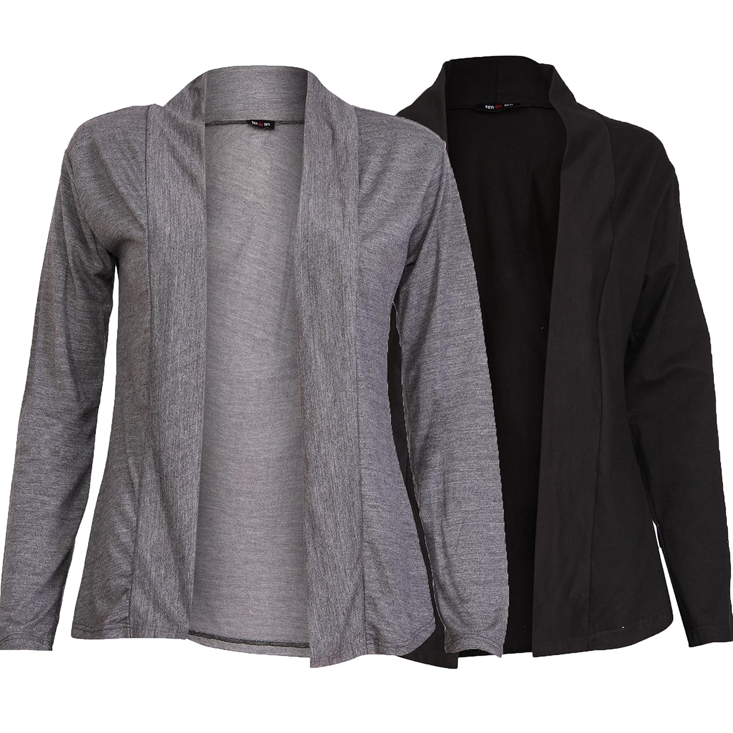 ten on ten women's shrug (nj-cgryblk_carbon grey/ black_free size)