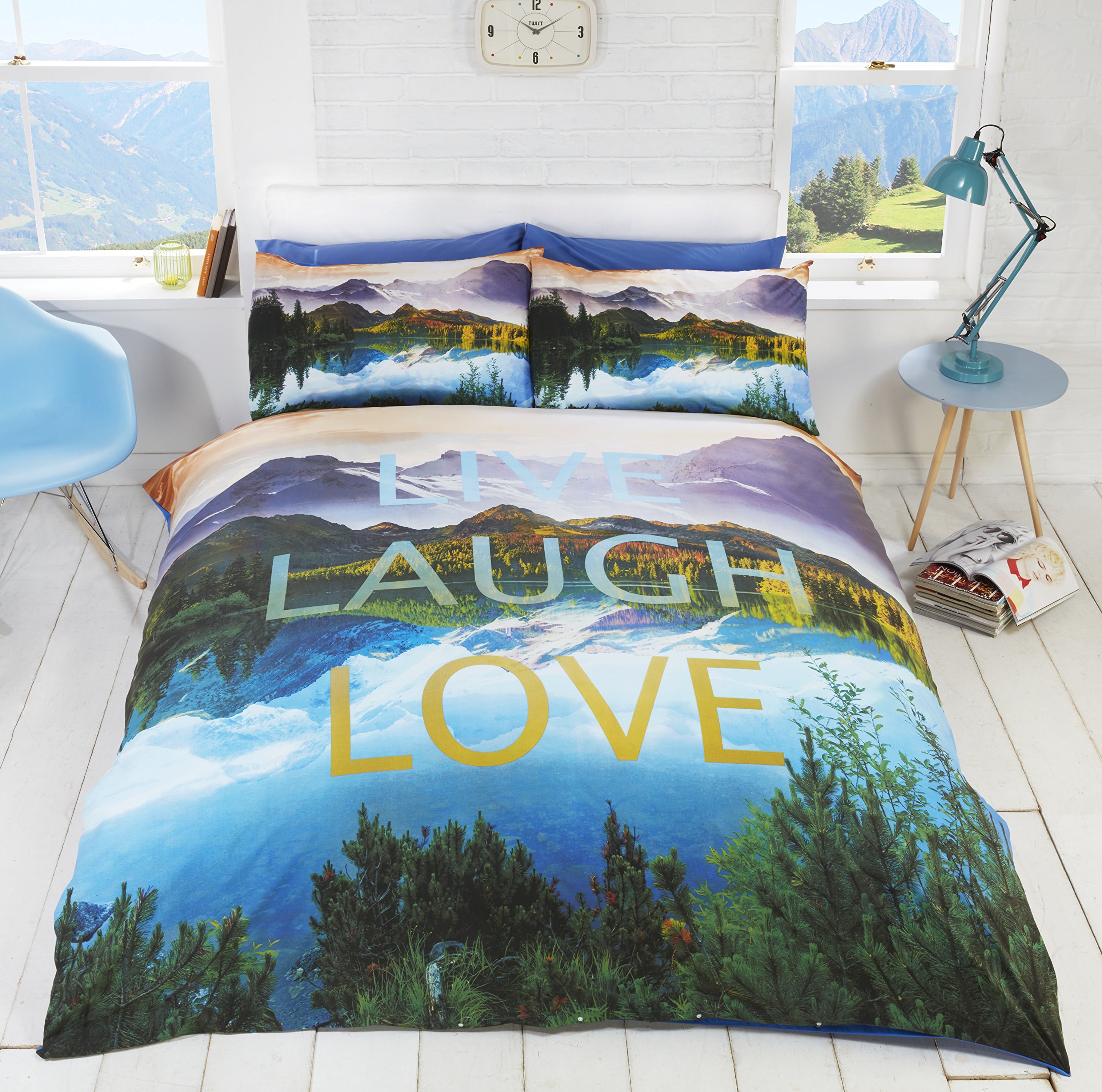 Rapport Live Laugh Love Duvet Set, Multi-Colour, Double