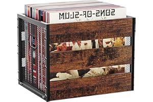 DOLALIKE Vinyl Record Storage, Vintage Wood Album Holder with Dividers for 100+ Records, Box Case Crate for Books, Magazines, Organizer (Classic Cube)