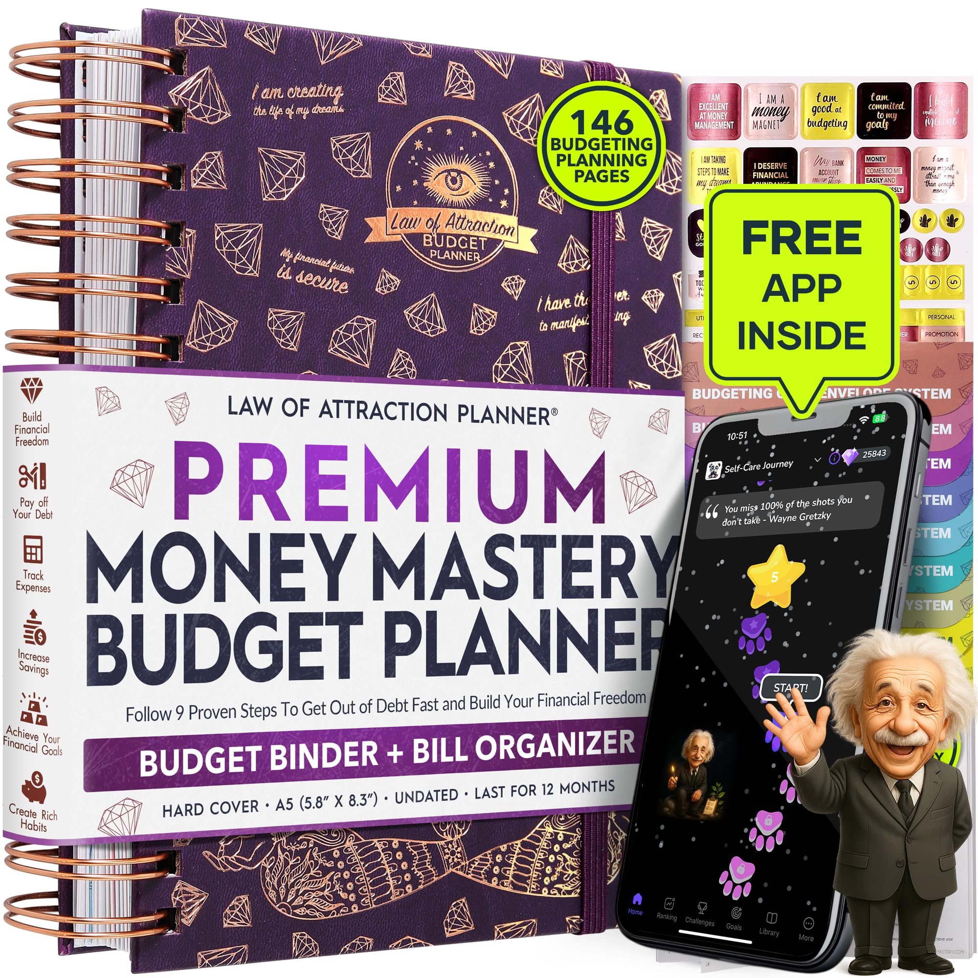 Budget Planner and Monthly Bill Organizer + Cash Envelope Buget Sytem | Finance Planner, Bill Payment Tracker & Money Saving with Panduo App | Money Mindset Journal for Attracting Financial Abundance